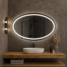 Овальное зеркало с фронтальной и задней фоновой LED подсветкой Хадсон 